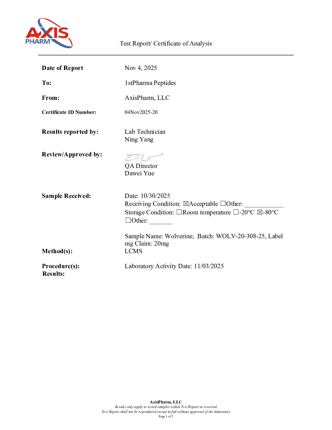 Wolverine (BPC-157/TB-500) 20MG - Image 2