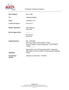 Certificate of analysis for CJC-1295 No DAC + Ipamorelin 5mg/5mg, page 1